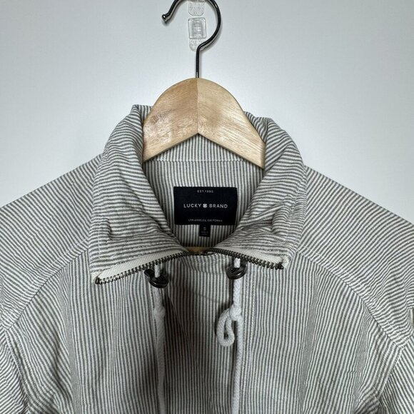 Lucky Brand Womens Striped Utility Jacket With Drawstring Waist Front Pockets SM - Picture 4 of 4